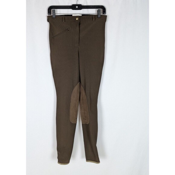 Tuffrider Breeches 28 Women's Brown Front Zip Knee Patches Rib High Rise Pocket - Picture 1 of 7